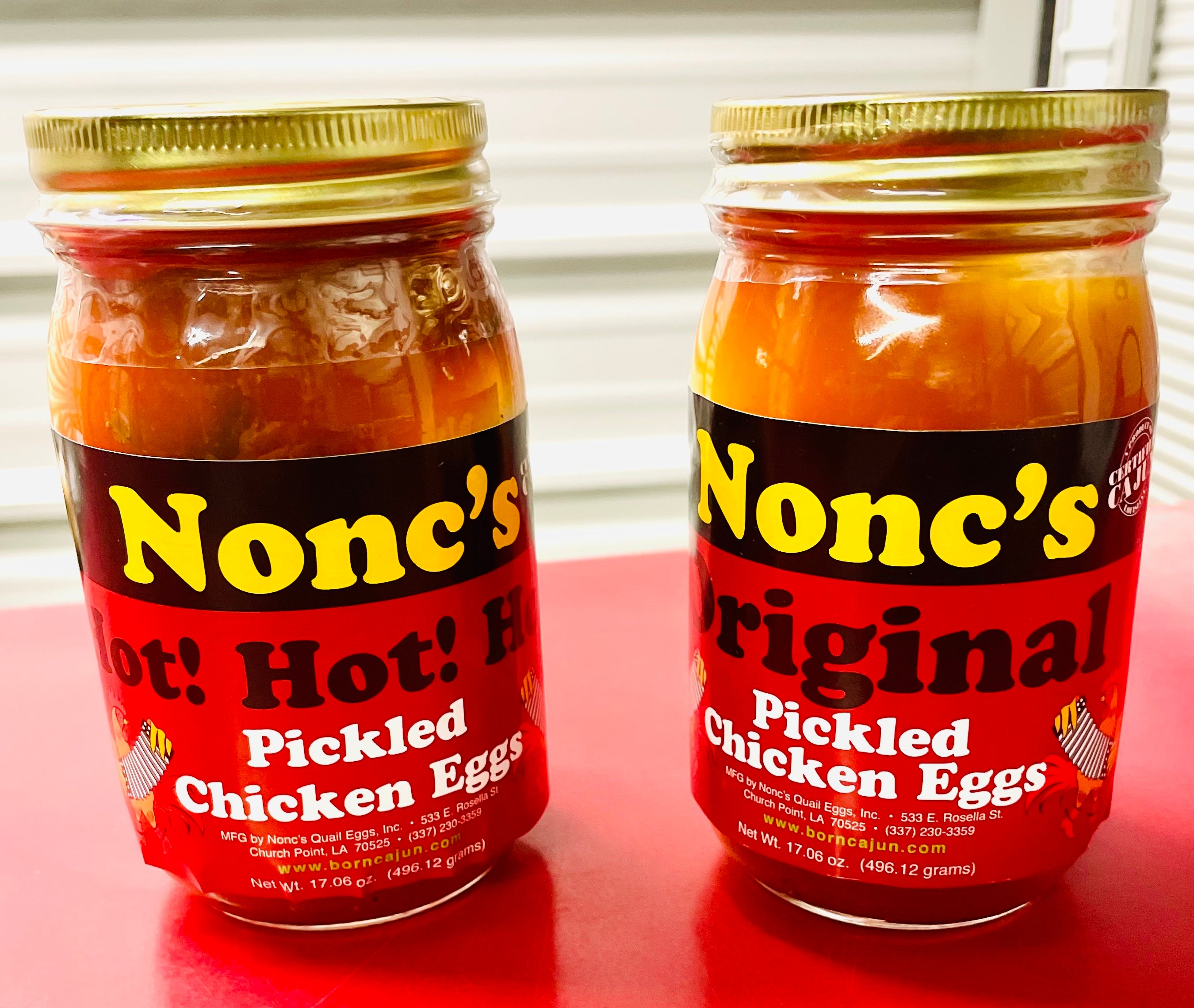Nonc’s Pickled Chicken Eggs Hot 16oz 0793227965725
